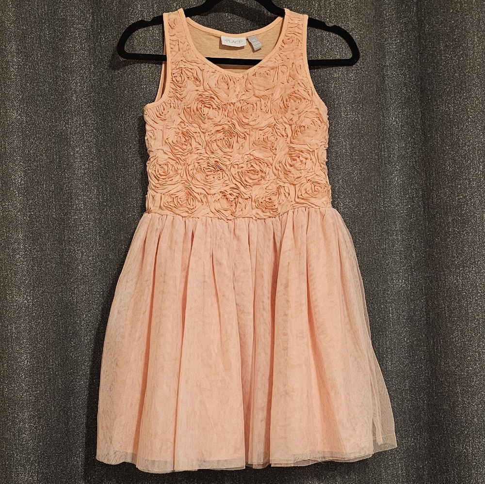 Children's Place - Glitter Flower Tulle Dress - Peach Sachet